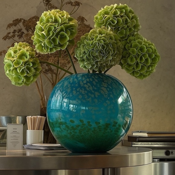 Blue Marble Round Fishbowl Vase - Picture 1 of 9